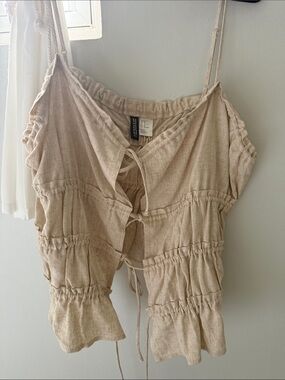 H&M Tie-Front Ruffled Crop Top